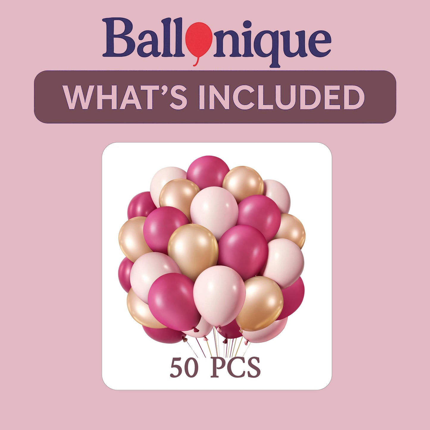 50 Pcs Pink Gold Cream Balloon Bouquet - Helium or Air Fillable Latex Balloons for Birthday, Baby Shower, Gender Reveal Decorations