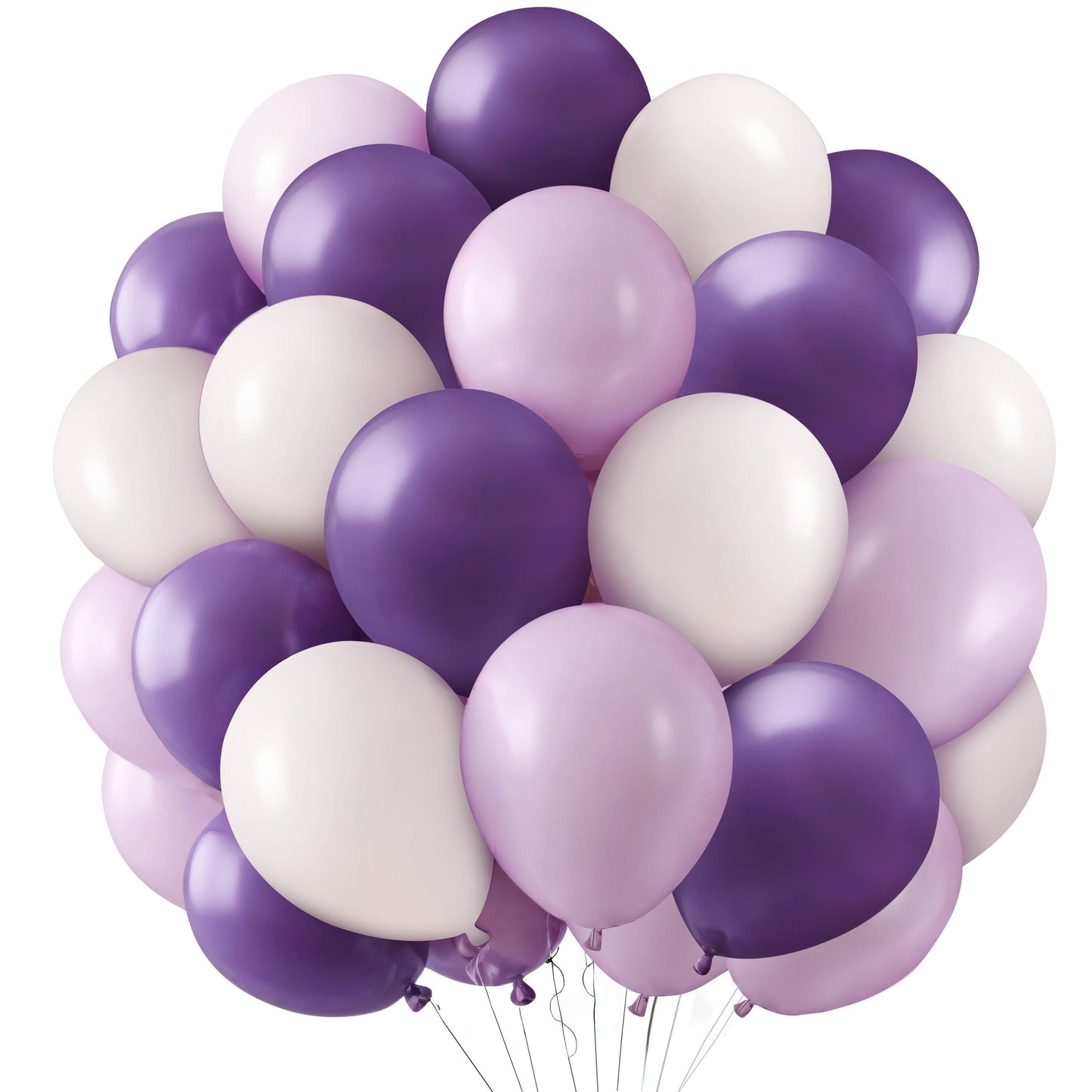 Purple White Balloon Bouquet for Birthday, Lavender and White Party Balloons, 50pcs Pastel Purple Balloons for Baby Shower, Bridal , Party