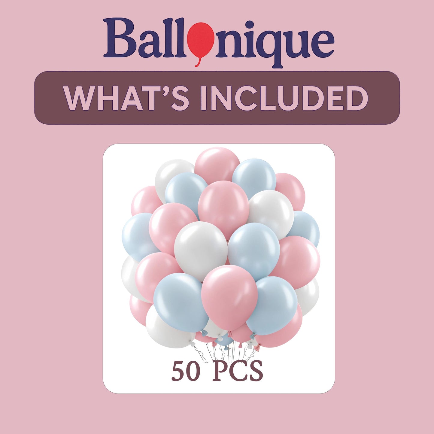 Pastel Baby Blue Pink White Balloon Bouquet โ Gender Reveal Decorations, Baby Shower Balloons, Birthday Party Decor, 50pcs Balloons Bulk Set