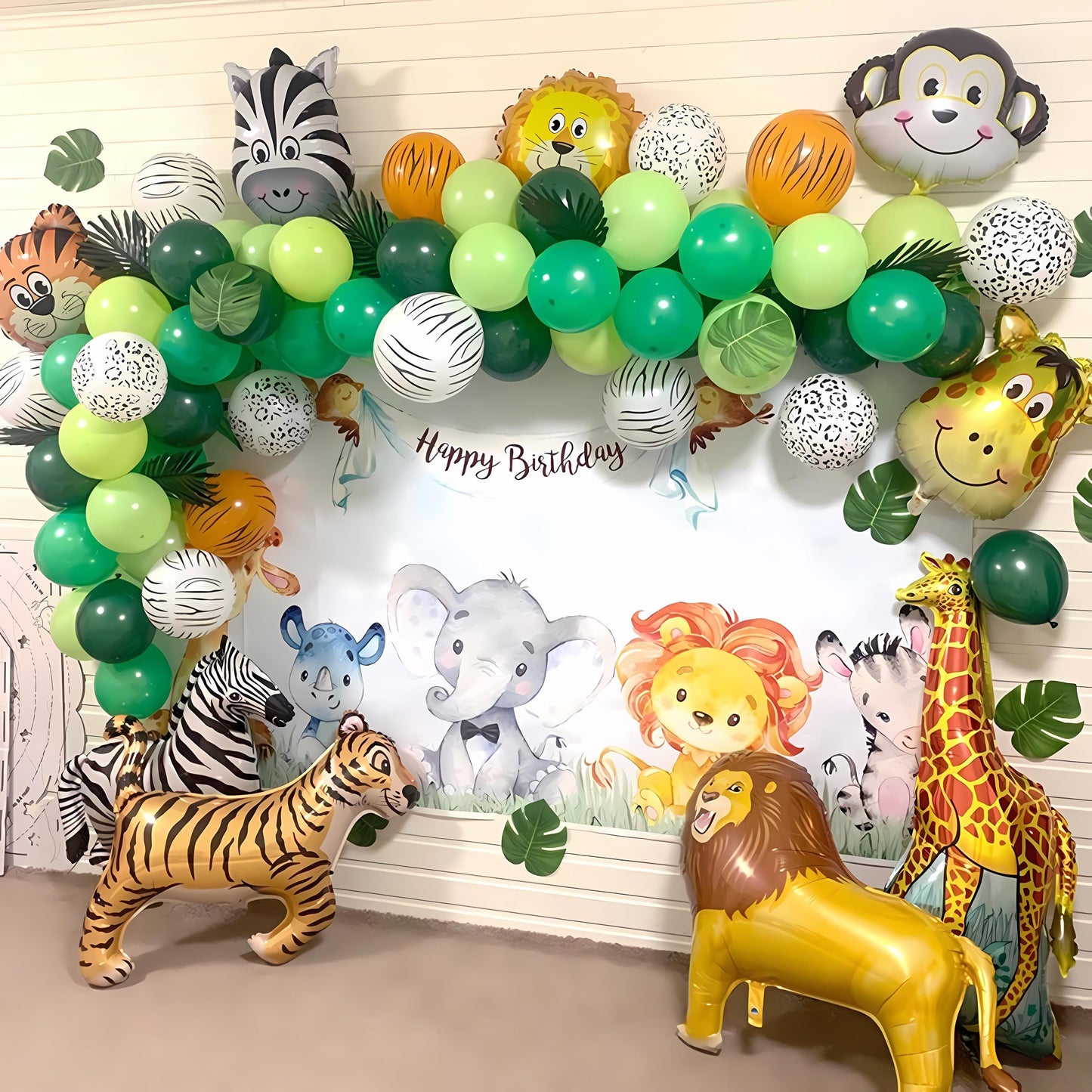 Party Animal balloon, Jungle Safari Balloon Garland Kit for Kids Birthday, Animal Theme Balloon Arch,Green Safari Birthday Party Decorations