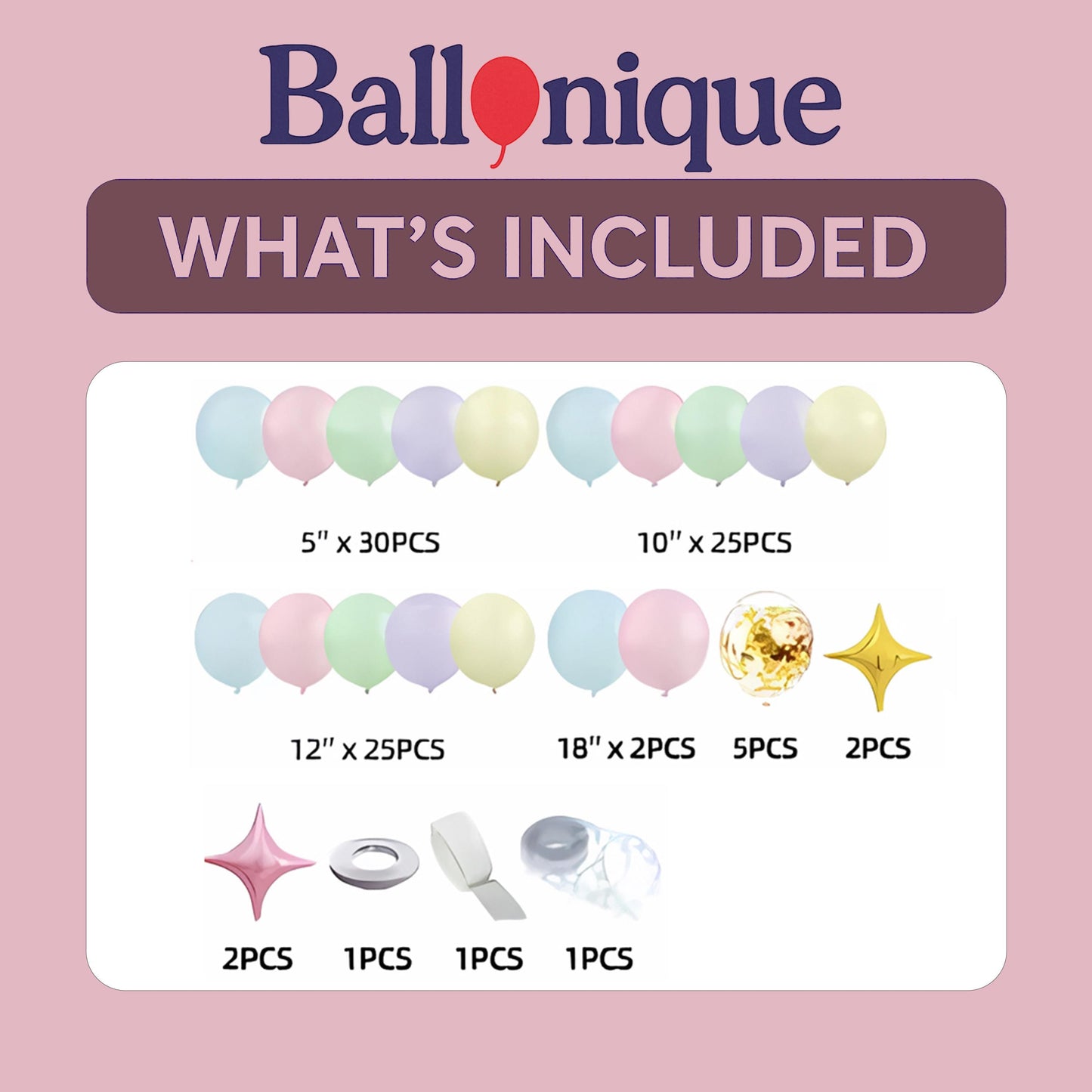 114 PCS Spring Balloon Garland Kit, Floral Balloon Arch, Garden Party, Pastel Star Balloon Garland, Birthday Party for Girls, Baby Showers
