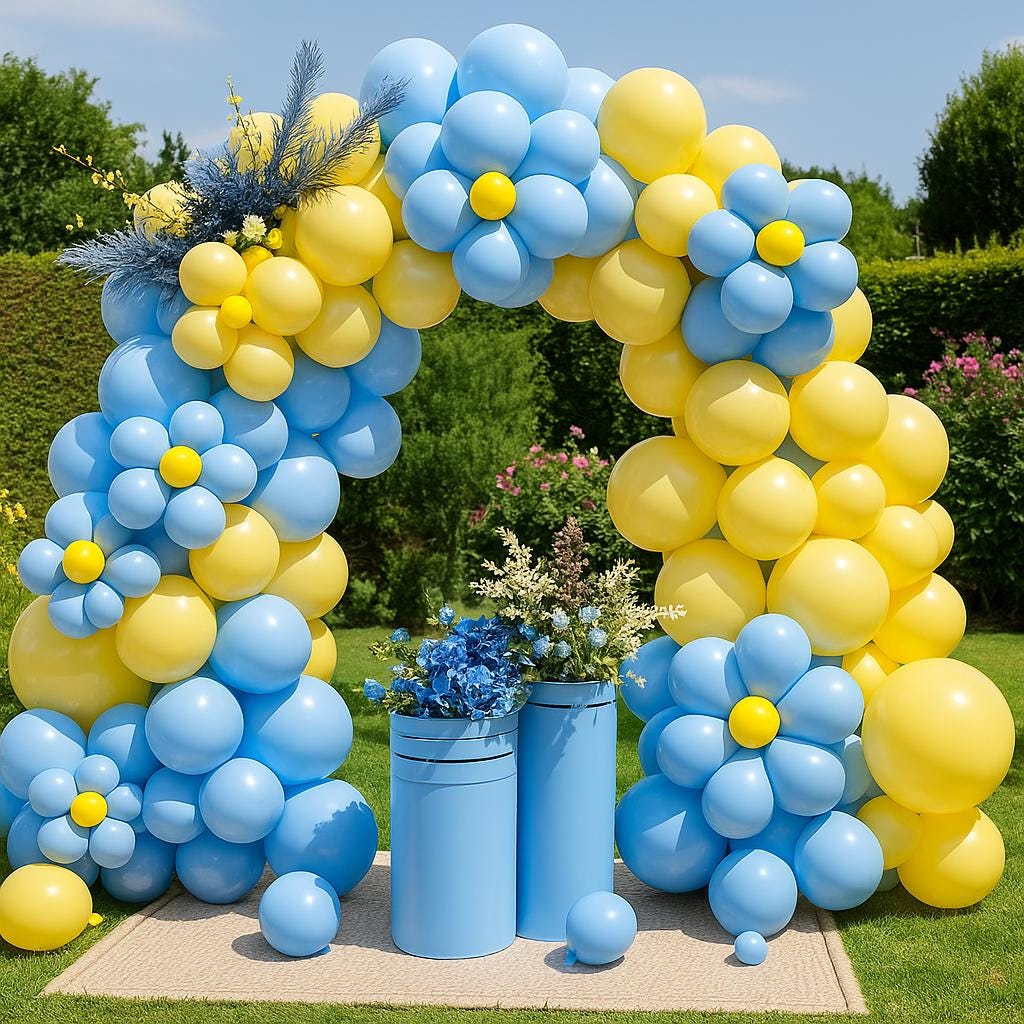 Birthday Backdrop Arch, Boy Party Decorations, Blue Yellow Balloon Garland Kit for Baby Shower, Birthday Balloon, Wedding Decor