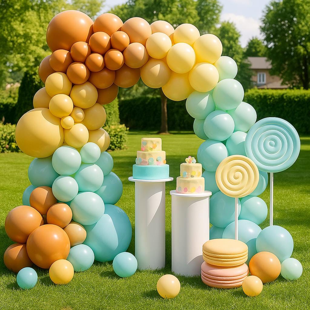 Neutral Rainbow Balloon Garland Arch Kit – Terracotta Beige Brown Blue Pastel Balloon Set for Baby Shower, Birthday Party Decor