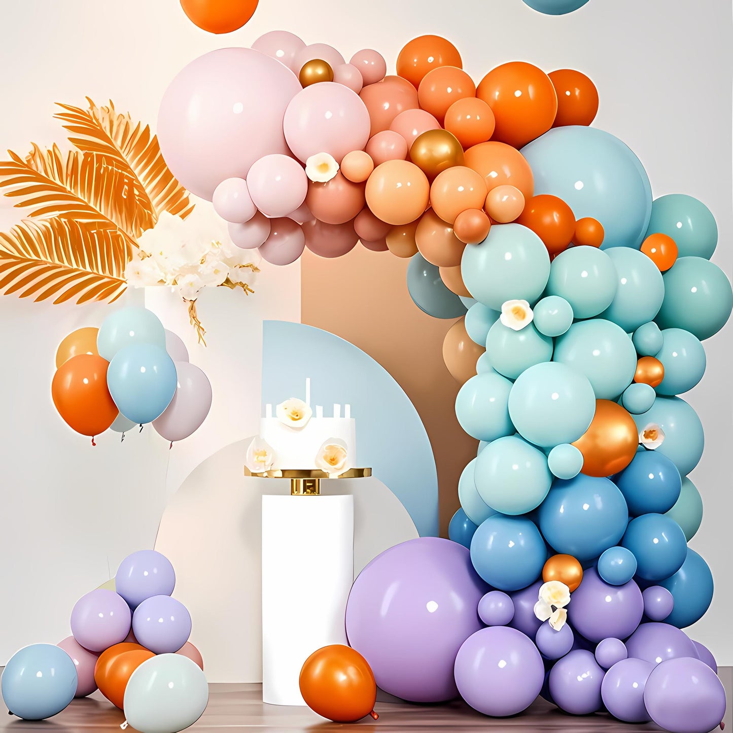 Colorful Balloon Garland Kit for Birthday Baby Shower | Mint Blue Orange Purple Balloon Arch | Pastel Rainbow Party Backdrop Set,Rainbow Dec