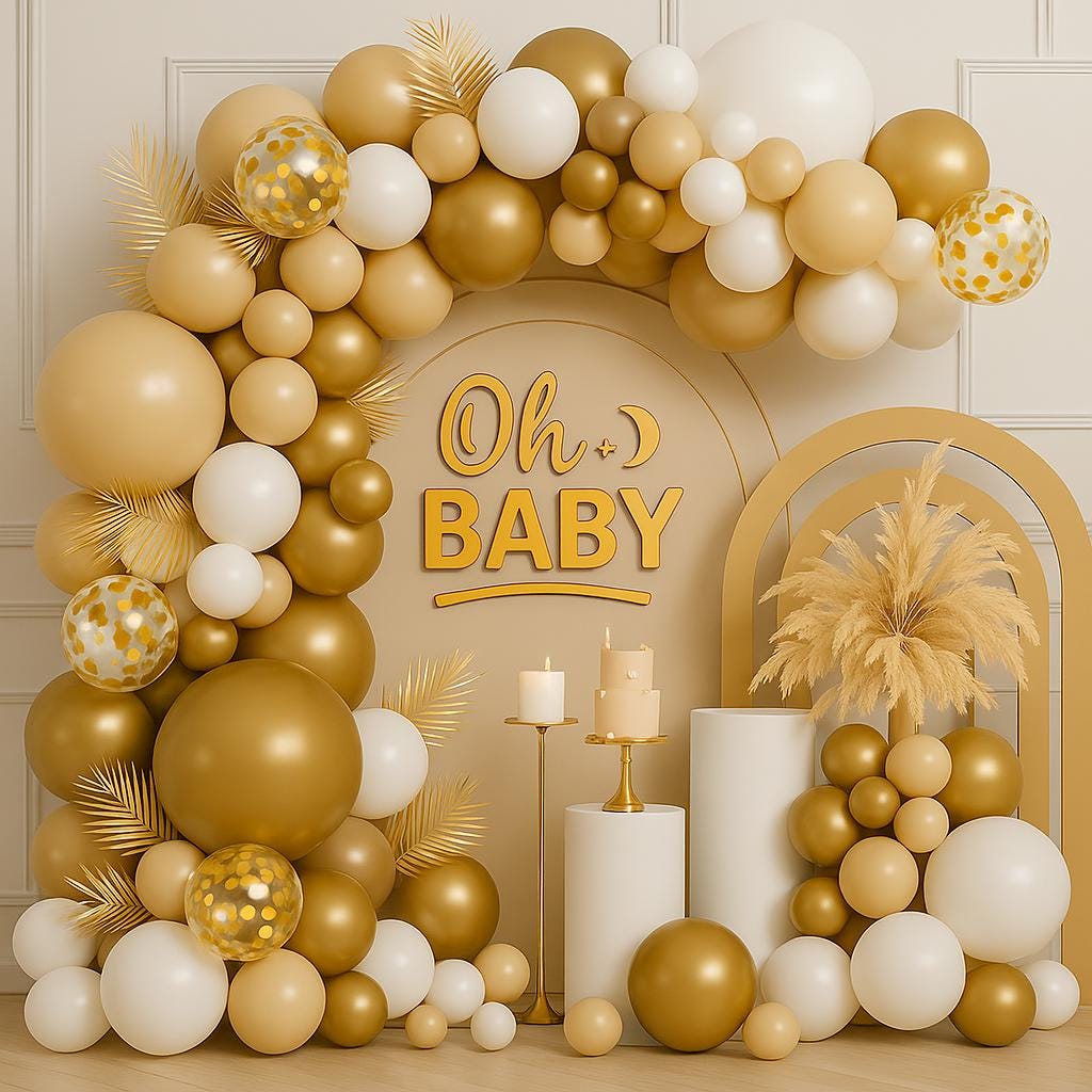 Oh Baby Balloon Garland Kit – Neutral Gold Brown Baby Shower Decorations | Gender Neutral Arch Backdrop for Boy or Girl, Baby shower, Party
