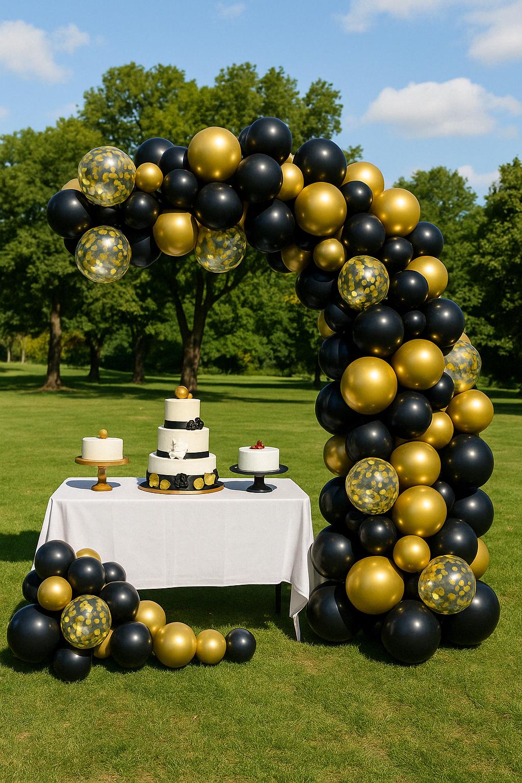 Black & Gold Balloon Garland Kit – Luxury Party Arch for Birthday, Graduation, NYE, Baby Shower, Wedding Decor, Popular Arc Decor