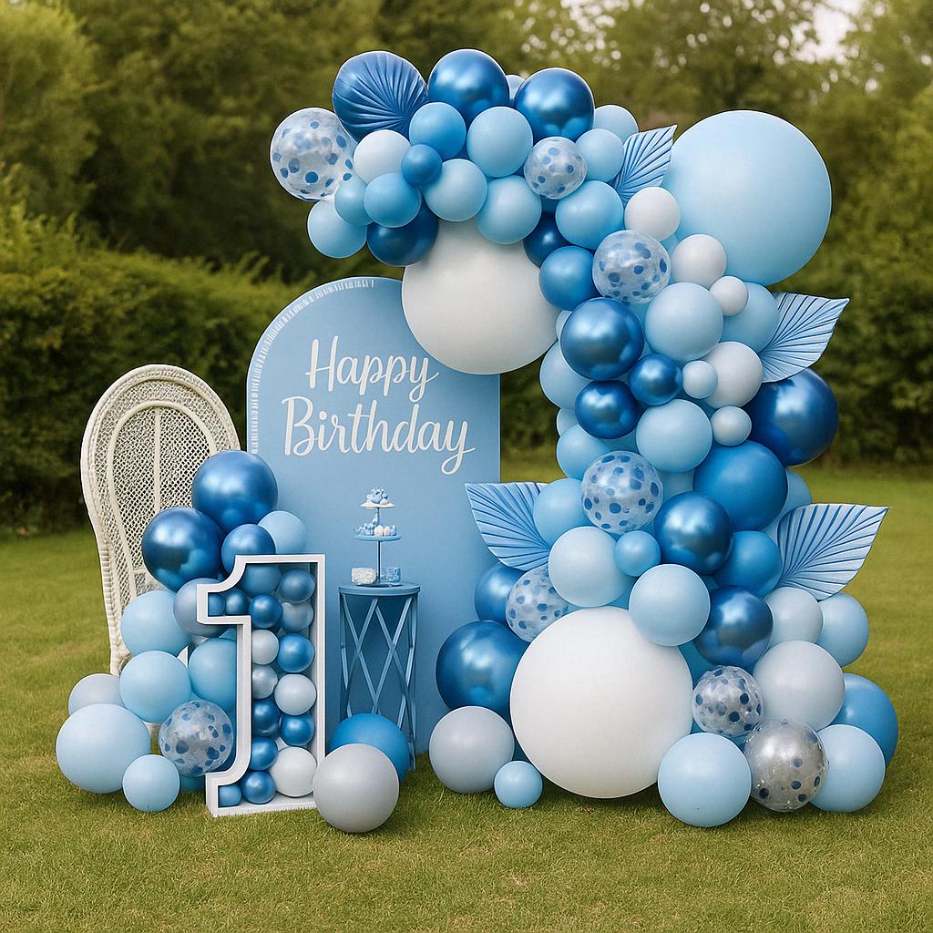 Blue & White Balloon Garland Kit – Boy Birthday Party Arch for Baby Shower, Cake Smash, Birthday Party Decor, 1st Birthday Decor, Party