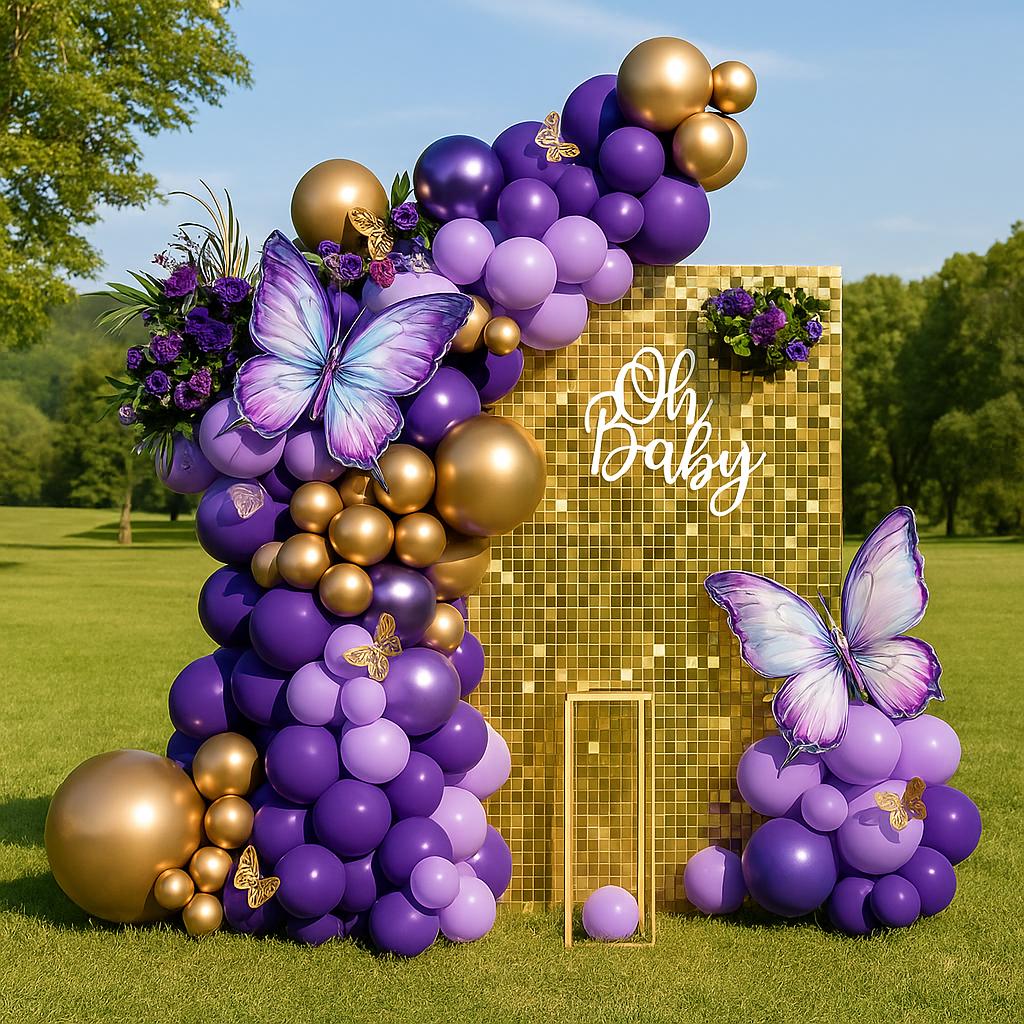 Purple and Gold Butterfly Balloon Arch Kit | Oh Baby Lavender Birthday Garland | Girl Baby Shower Party Decorations, Baby Shower & Wedding