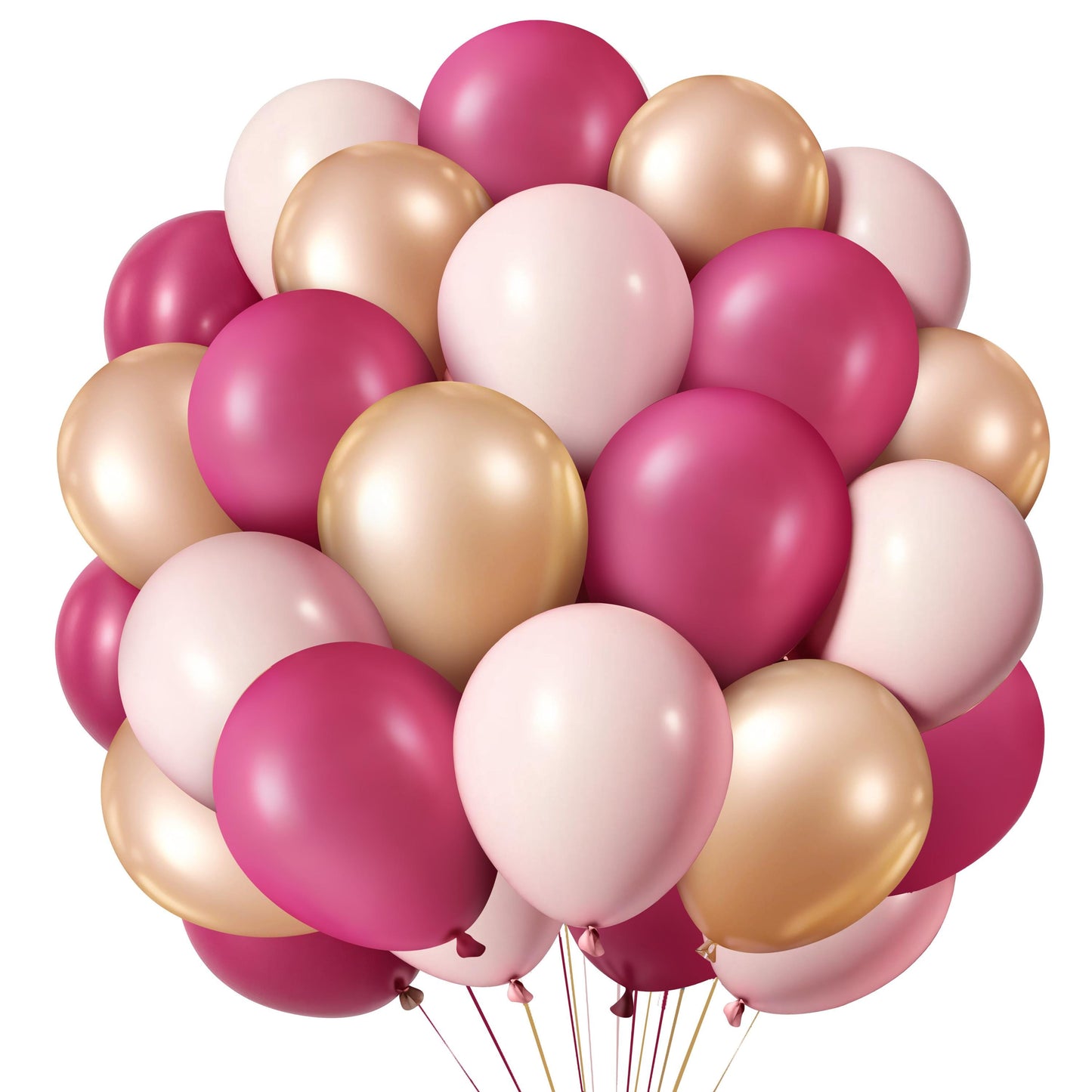 50 Pcs Pink Gold Cream Balloon Bouquet - Helium or Air Fillable Latex Balloons for Birthday, Baby Shower, Gender Reveal Decorations