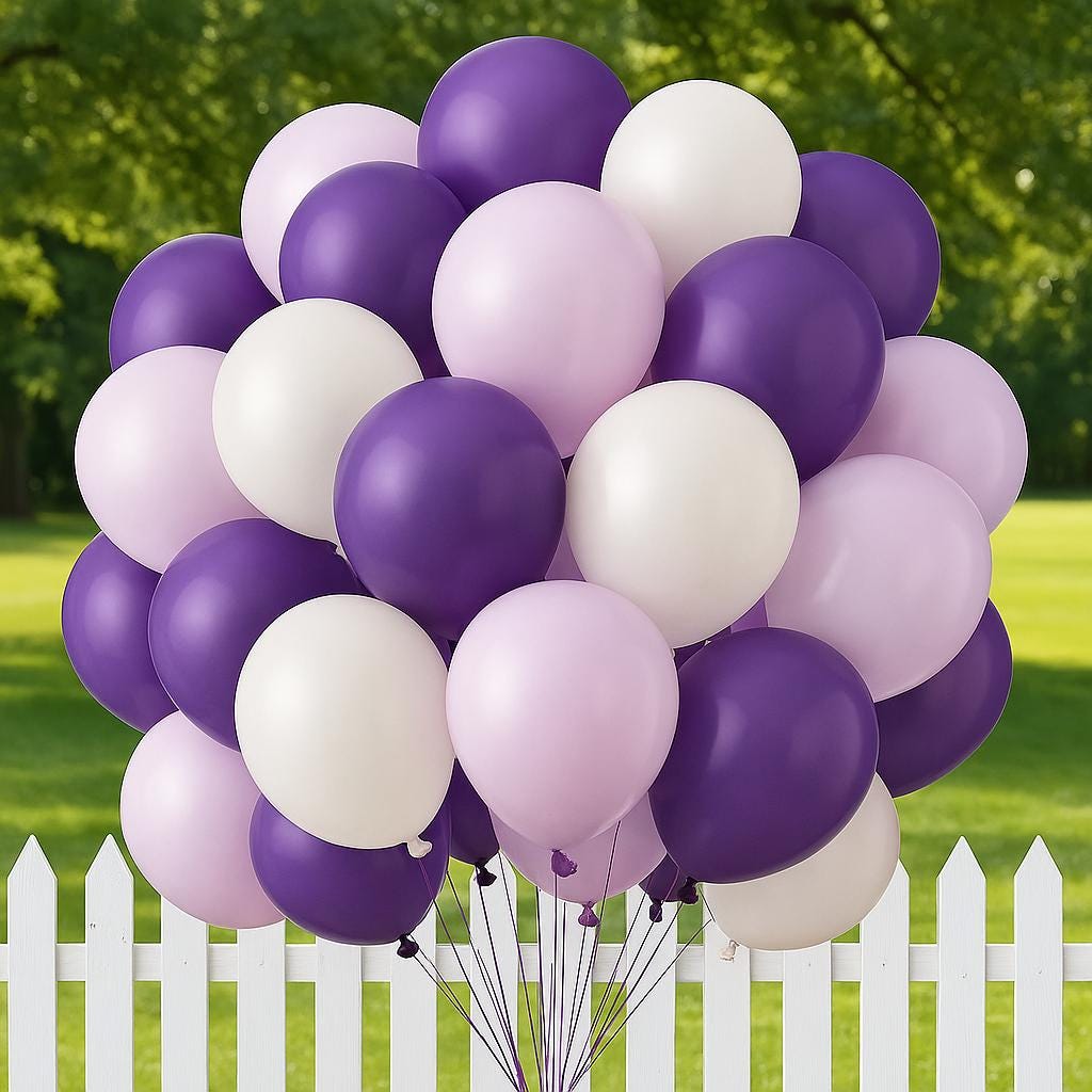 Purple White Balloon Bouquet for Birthday, Lavender and White Party Balloons, 50pcs Pastel Purple Balloons for Baby Shower, Bridal , Party