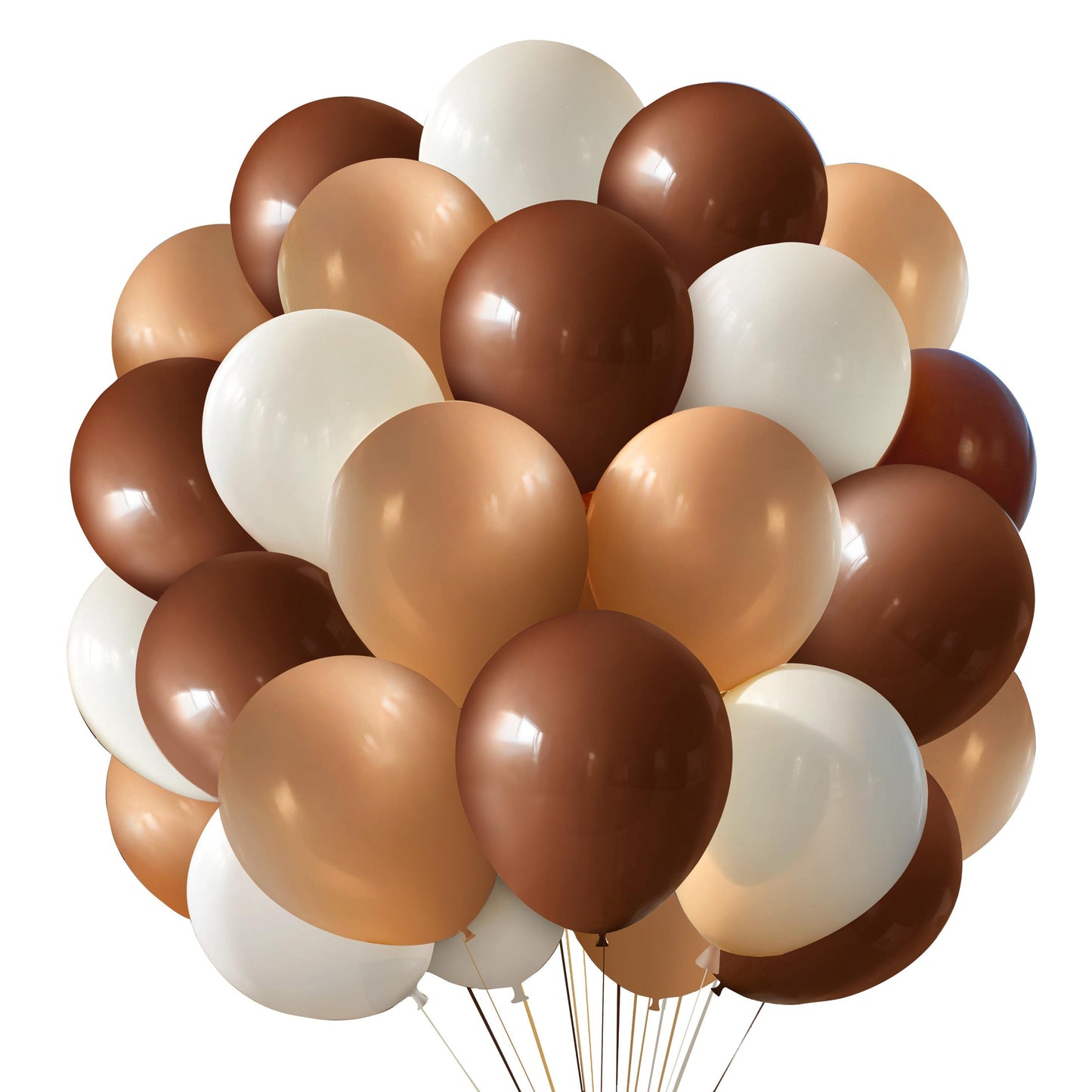 50pcs Chocolate Brown Gold White Balloons, Neutral Latex Party Balloons Set, Earth Tone Balloon Decor for Birthday, Baby Shower, Wedding