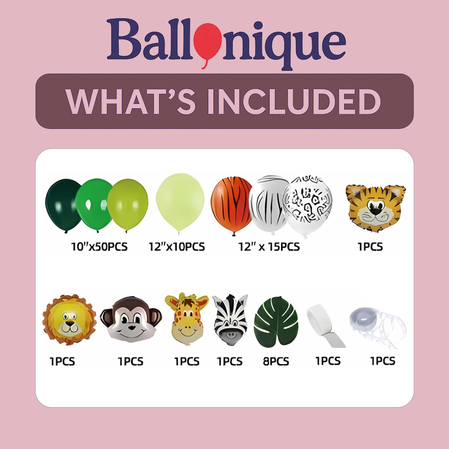 Party Animal balloon, Jungle Safari Balloon Garland Kit for Kids Birthday, Animal Theme Balloon Arch,Green Safari Birthday Party Decorations