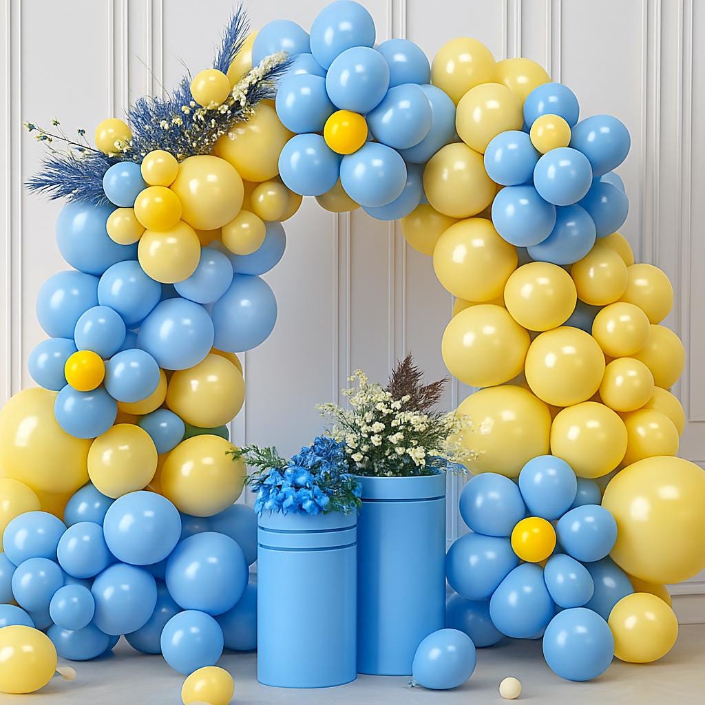 Birthday Backdrop Arch, Boy Party Decorations, Blue Yellow Balloon Garland Kit for Baby Shower, Birthday Balloon, Wedding Decor