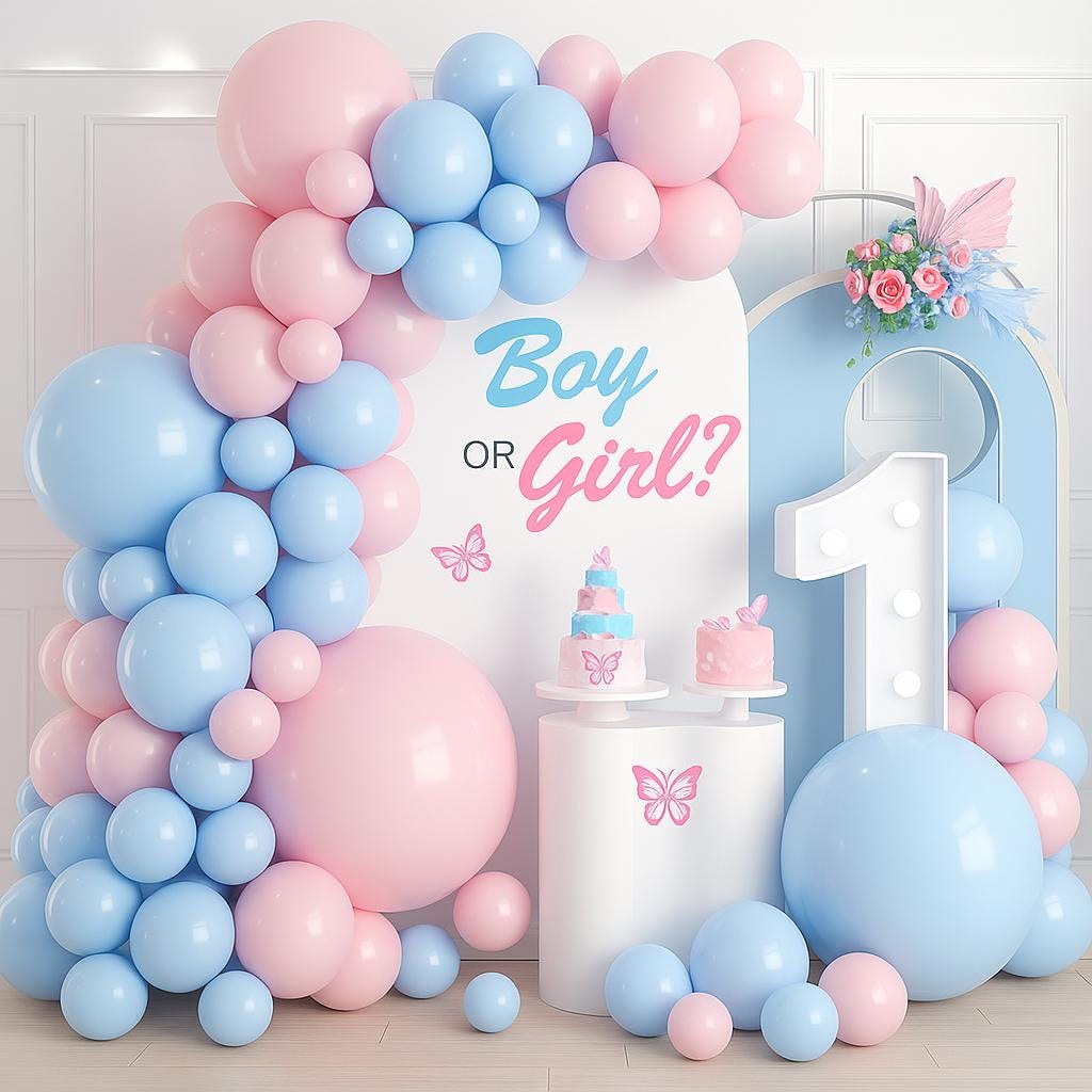 Gender Reveal Balloon Garland Kit - Pink and Blue Arch Backdrop | Boy or Girl Baby Shower Decoration for Party, Photo Booth Decor