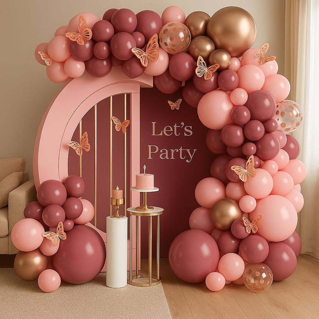 Pink Purple Butterfly Balloon Garland Kit | Rose Gold & Blush Party Arch, Girls Birthday Decor, Bridal Shower, Baby Shower Balloons