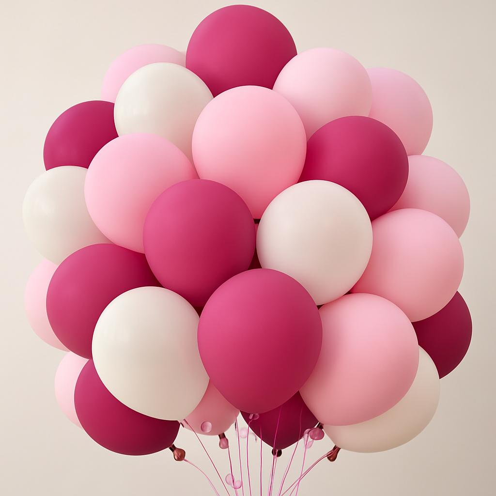 50pcs Pink & White DIY Bouquet Kit – Air or Helium Fillable Latex Balloons | Party Decoration Pack for Birthday, Baby Shower, Girl’s Party