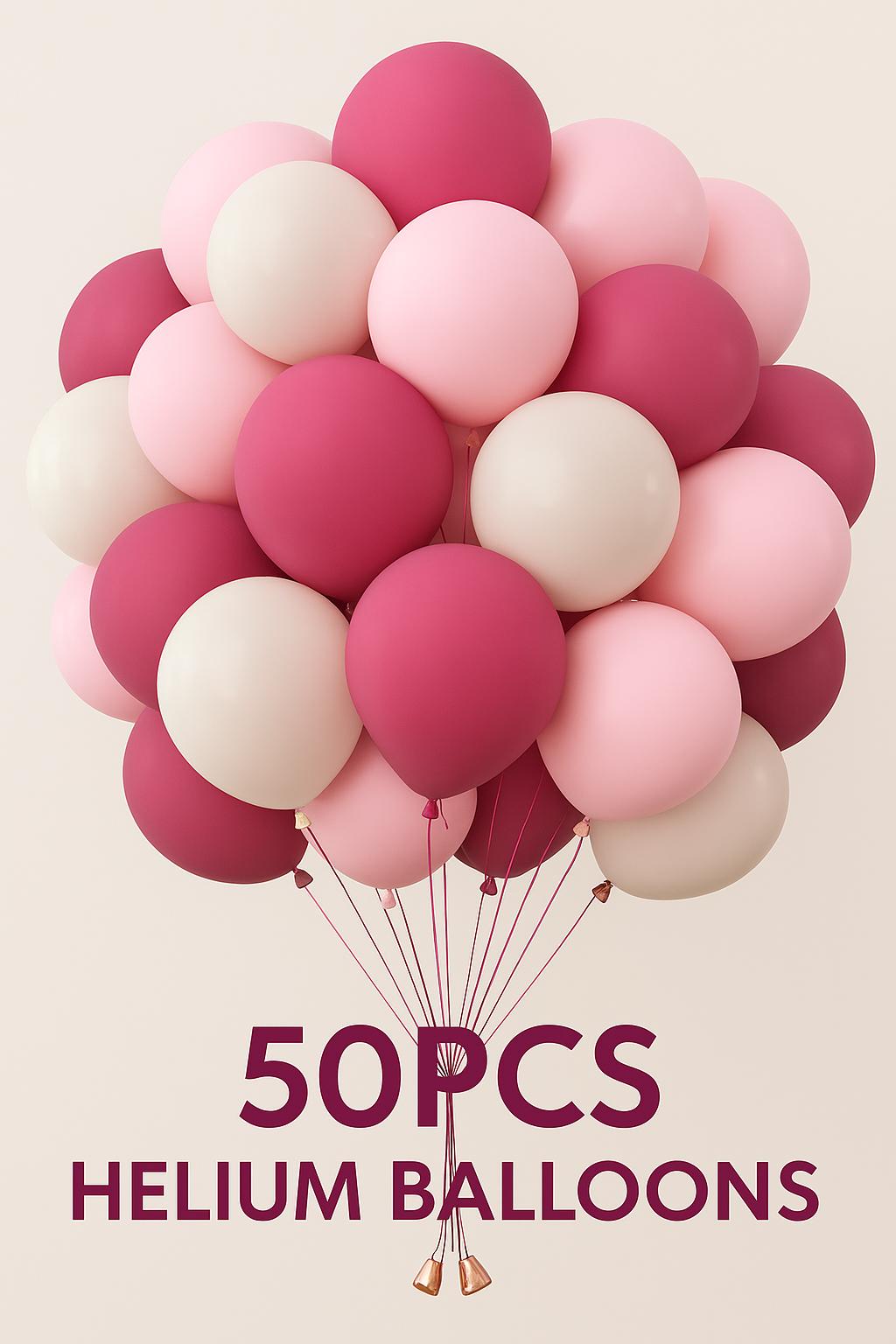 50pcs Pink & White DIY Bouquet Kit – Air or Helium Fillable Latex Balloons | Party Decoration Pack for Birthday, Baby Shower, Girl’s Party