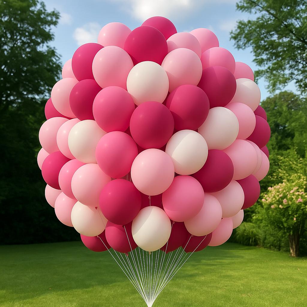 50pcs Pink & White DIY Bouquet Kit – Air or Helium Fillable Latex Balloons | Party Decoration Pack for Birthday, Baby Shower, Girl’s Party