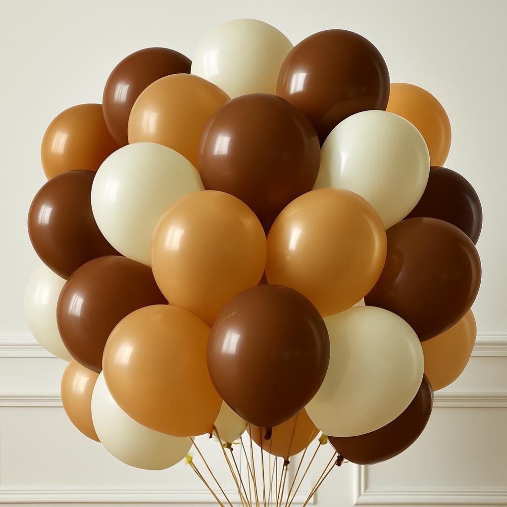 50pcs Chocolate Brown Gold White Balloons, Neutral Latex Party Balloons Set, Earth Tone Balloon Decor for Birthday, Baby Shower, Wedding