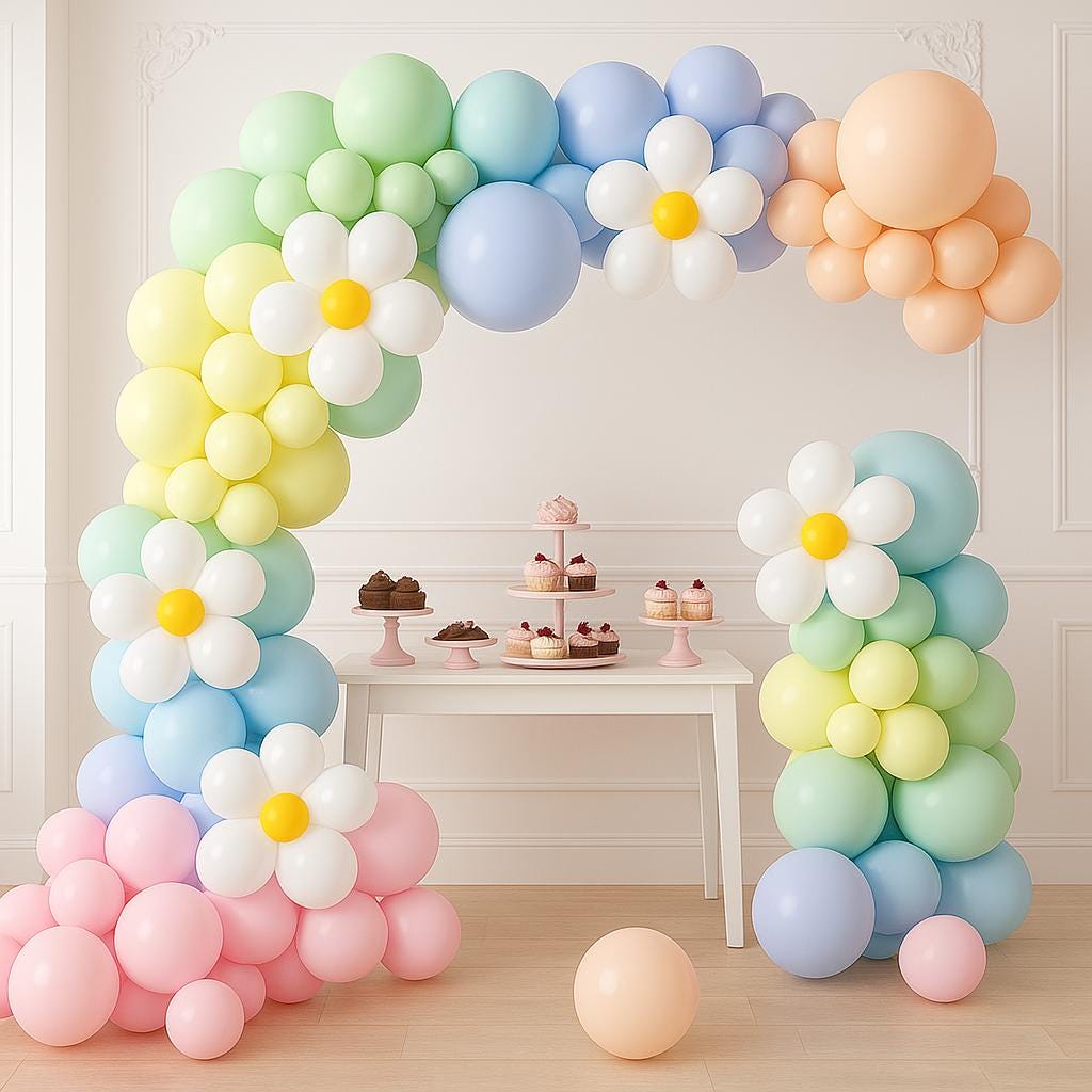 Pastel Balloon Garland Arch Kit with Daisy Flowers, Spring Meadows Balloon Garland Kit, Floral Balloon Arch, Boho Wildflower Shower, Garden