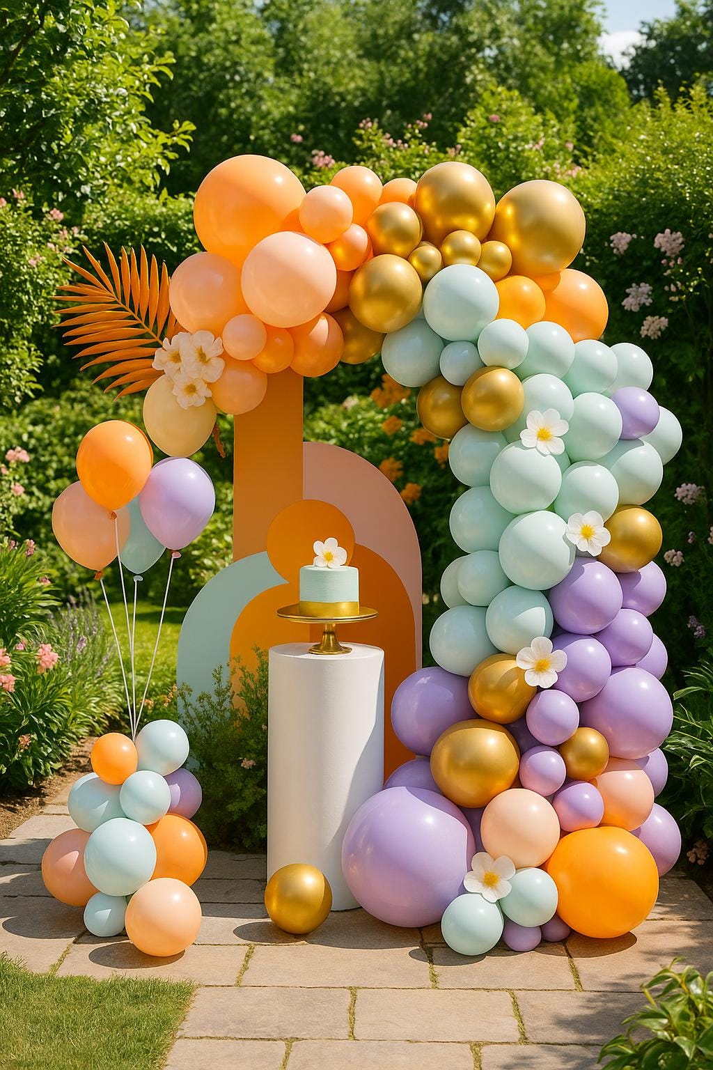 Pastel Orange Purple Balloon Garland Kit - 103 PCS Birthday Party Arch, Baby Shower Balloon Arch Backdrop, Boho Modern Party Decor, Spring