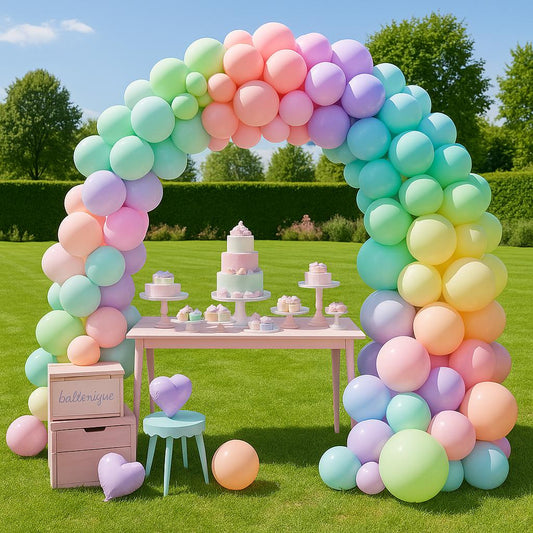 97 PCS Pastel Rainbow Balloon Garland Kit - Birthday Party Arch, Baby Shower Decoration, Gender Reveal, Cake Smash Party Backdrop, Rainbow