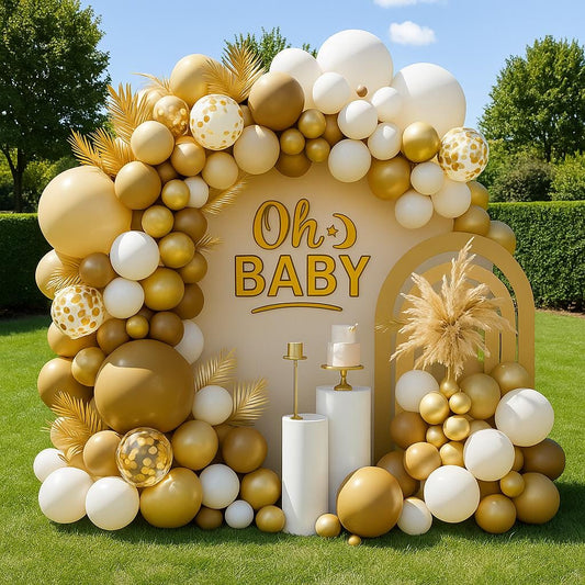 Oh Baby Balloon Garland Kit – Neutral Gold Brown Baby Shower Decorations | Gender Neutral Arch Backdrop for Boy or Girl, Baby shower, Party