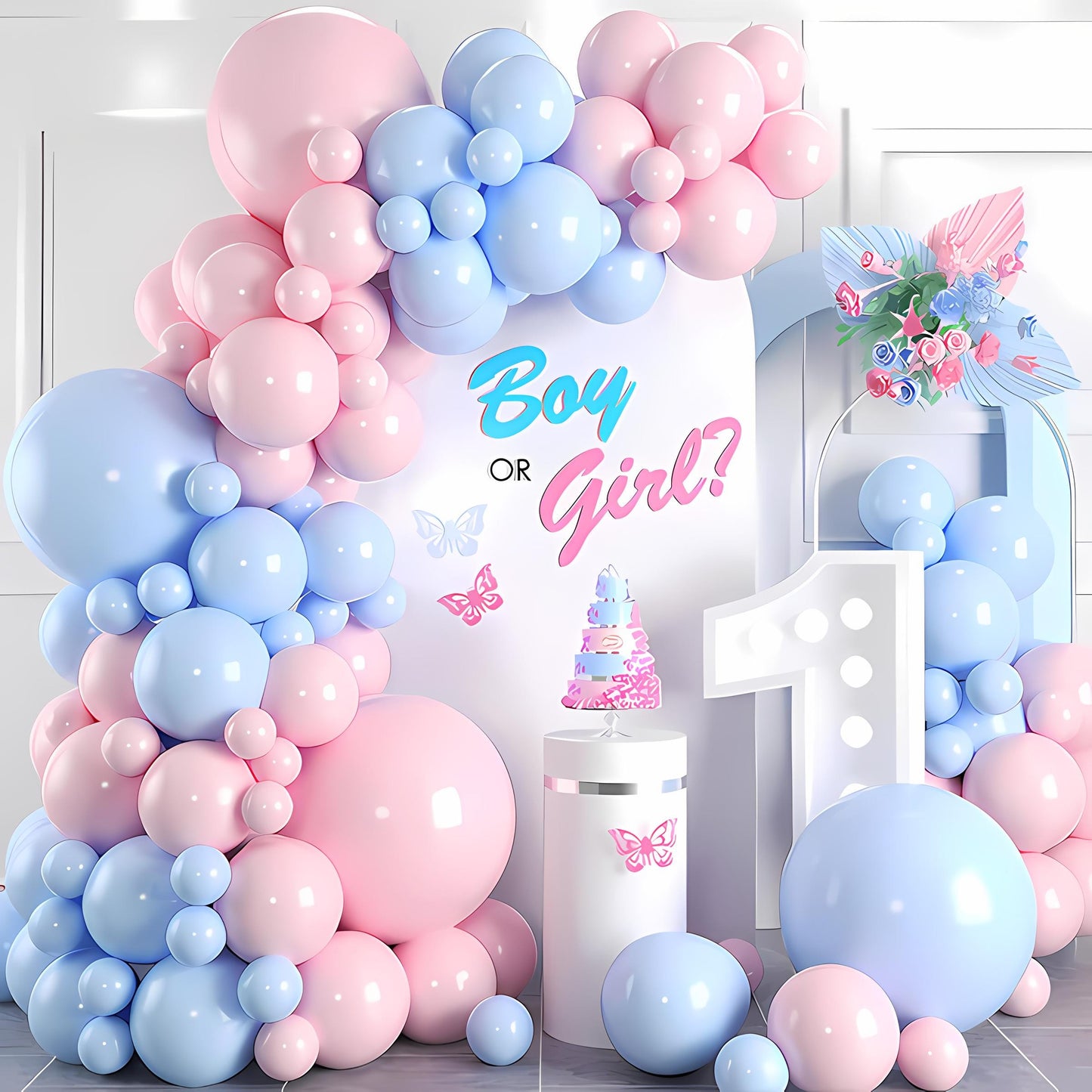 Gender Reveal Balloon Garland Kit - Pink and Blue Arch Backdrop | Boy or Girl Baby Shower Decoration for Party, Photo Booth Decor