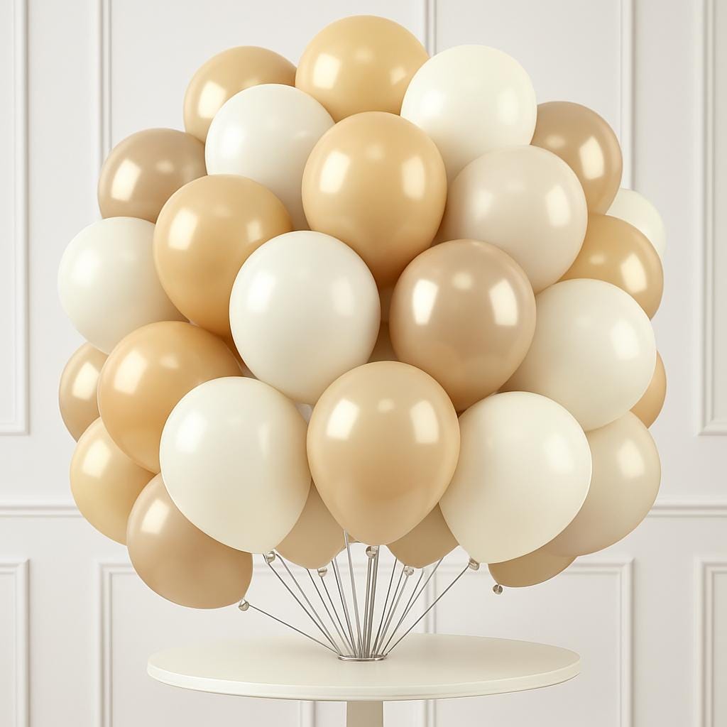 Beige Gold Cream Balloon Set – 50pcs Neutral Latex Balloons for Birthday, Baby Shower, Wedding, Boho Party Backdrop Decor