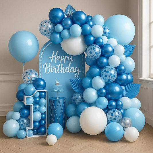 Blue & White Balloon Garland Kit – Boy Birthday Party Arch for Baby Shower, Cake Smash, Birthday Party Decor, 1st Birthday Decor, Party