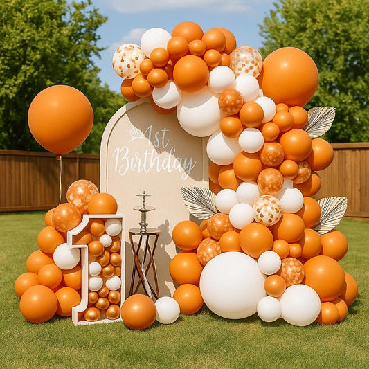 Terracotta Orange & White Balloon Garland Kit – Arch for Baby Boy or Girl, Boho Fall Party Decorations, 1st Birthday,Create dreamy ambiance