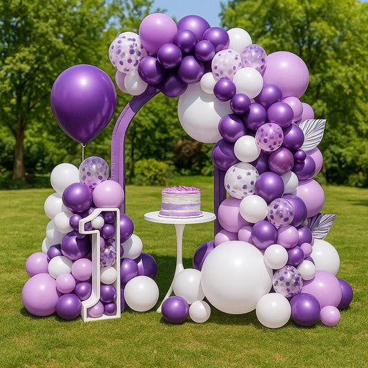 Purple & White Balloon Garland Kit – Birthday Arch for Girls, Baby Shower, Party Backdrop Decorations, Pastel Balloon Arch, Party Decoration