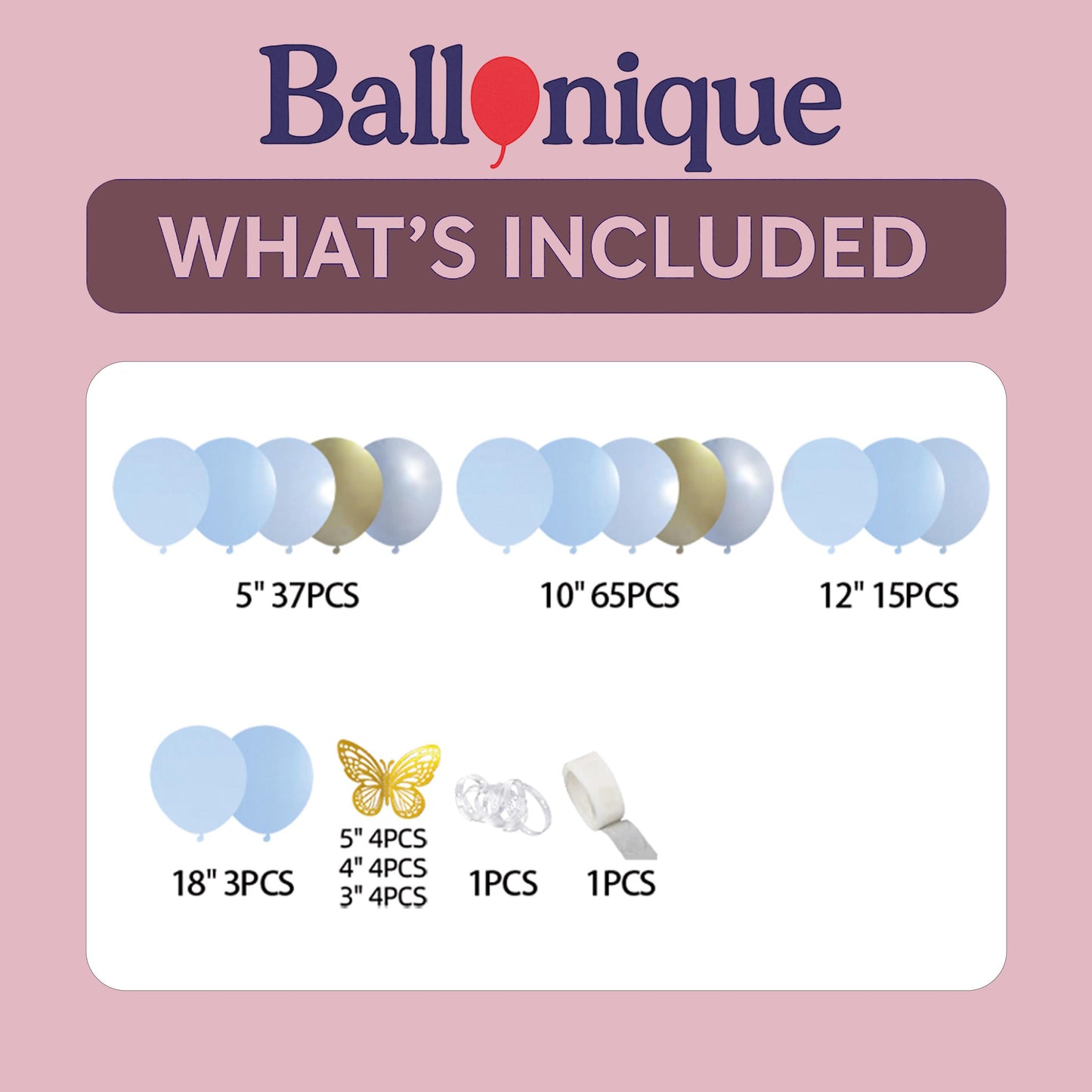 Blue Gold Butterfly Balloon Arch Kit | Boy First Birthday Decorations | Baby Shower Backdrop | Balloon Garland for Party Decor