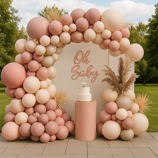Dusty Rose Balloon Garland Arch Kit | Blush Beige Nude Oh Baby Balloons for Girl Baby Shower, Boho Party, First Birthday Backdrop