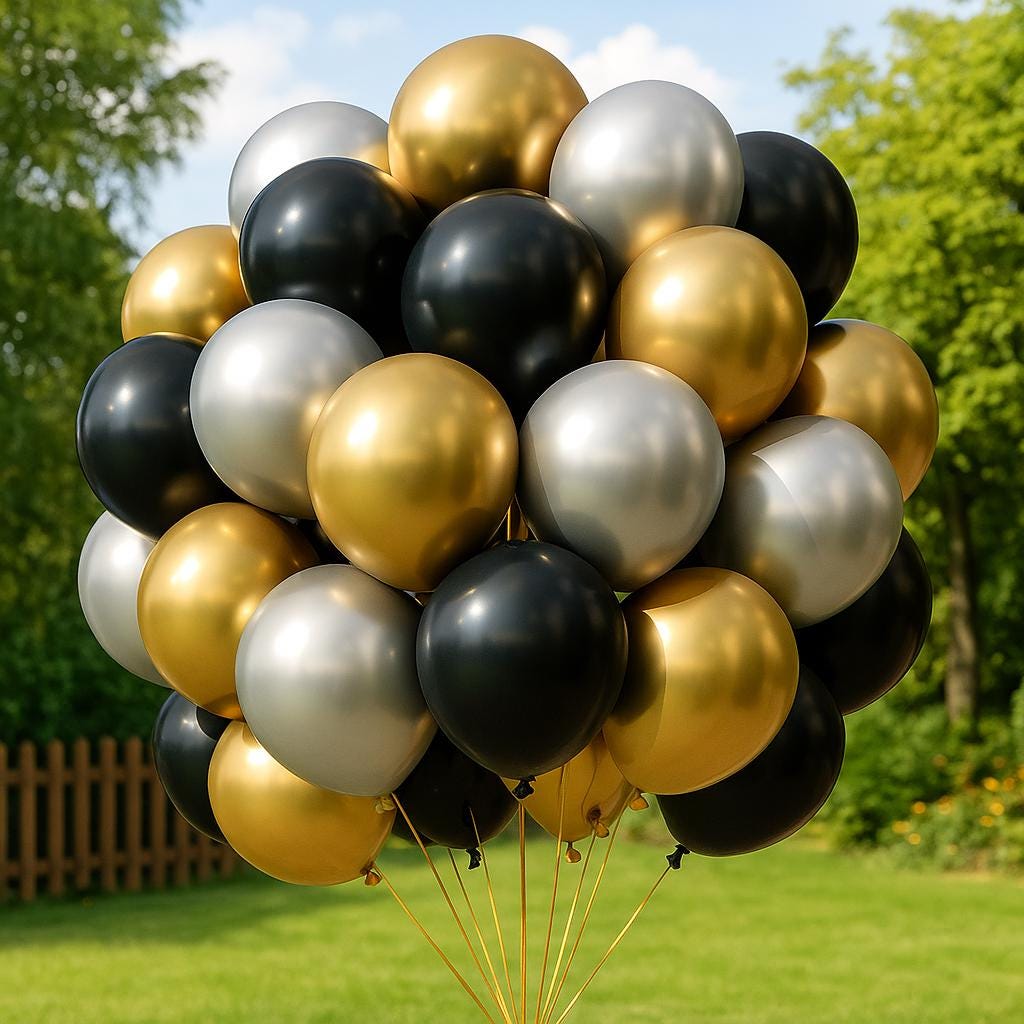 Black Gold Silver Balloons 50pcs – Metallic Latex Balloon Set for Birthday, Graduation, New Year, Retirement Party Decorations, Baby Shower