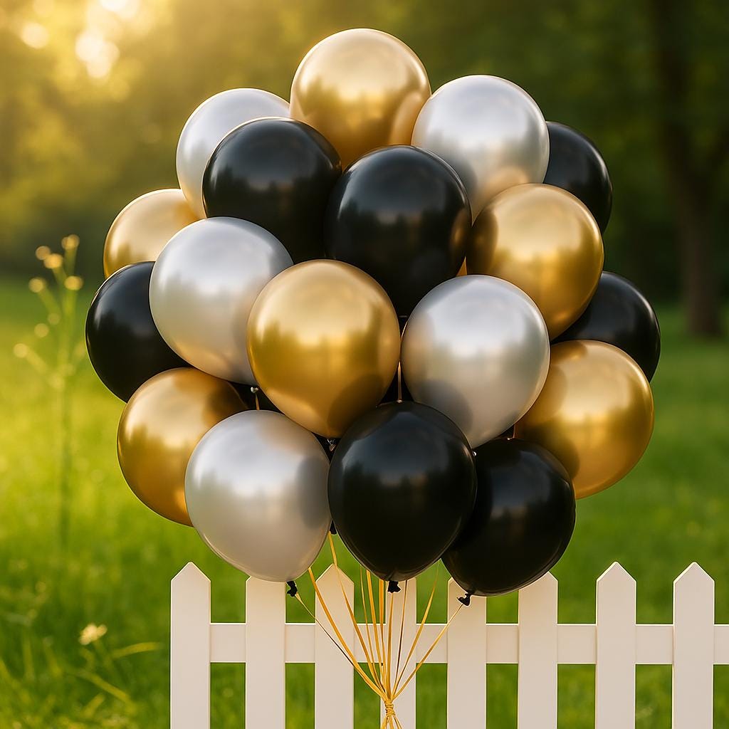 Black Gold Silver Balloons 50pcs – Metallic Latex Balloon Set for Birthday, Graduation, New Year, Retirement Party Decorations, Baby Shower
