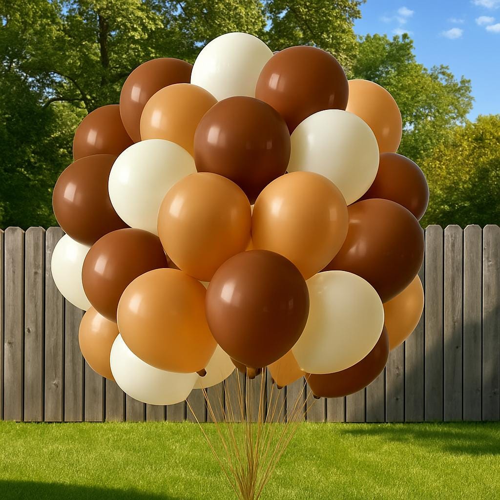 50pcs Chocolate Brown Gold White Balloons, Neutral Latex Party Balloons Set, Earth Tone Balloon Decor for Birthday, Baby Shower, Wedding