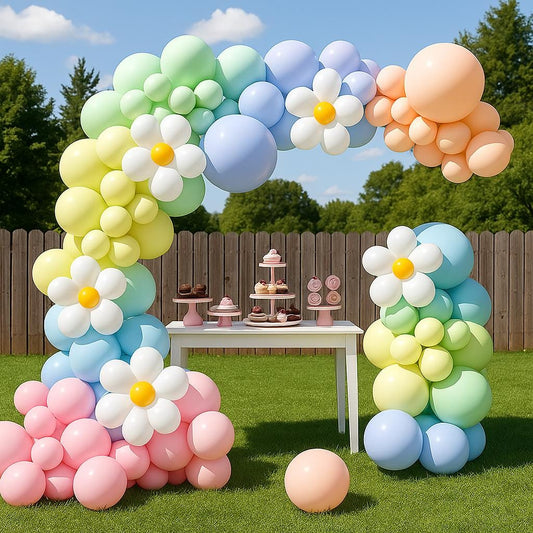 Pastel Balloon Garland Arch Kit with Daisy Flowers, Spring Meadows Balloon Garland Kit, Floral Balloon Arch, Boho Wildflower Shower, Garden