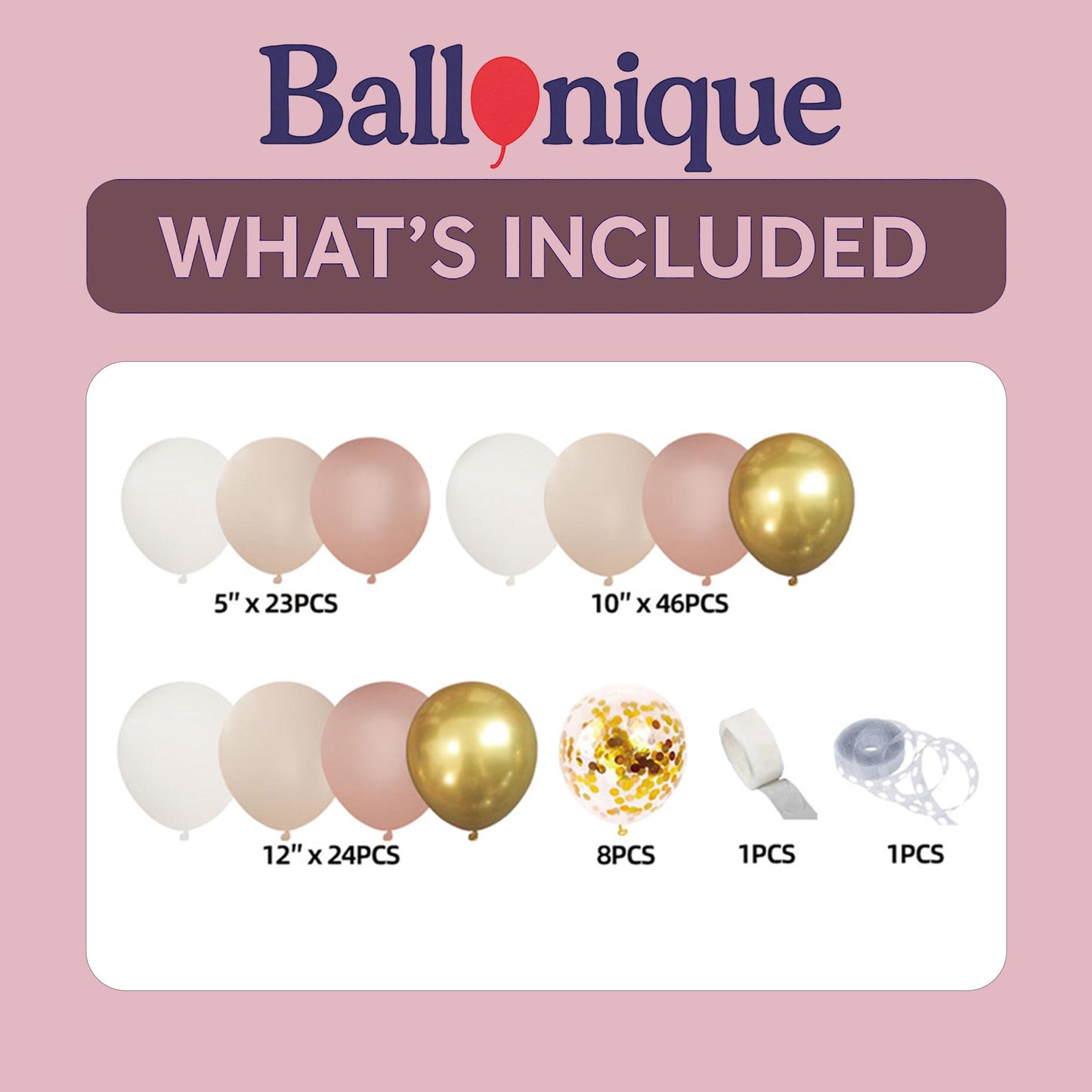 103 PCS Blush Nude Gold Balloon Garland Kit, Elegant Arch for Baby Shower, Bridal Shower, Birthday Party Backdrop Decor, Bachelorette Party