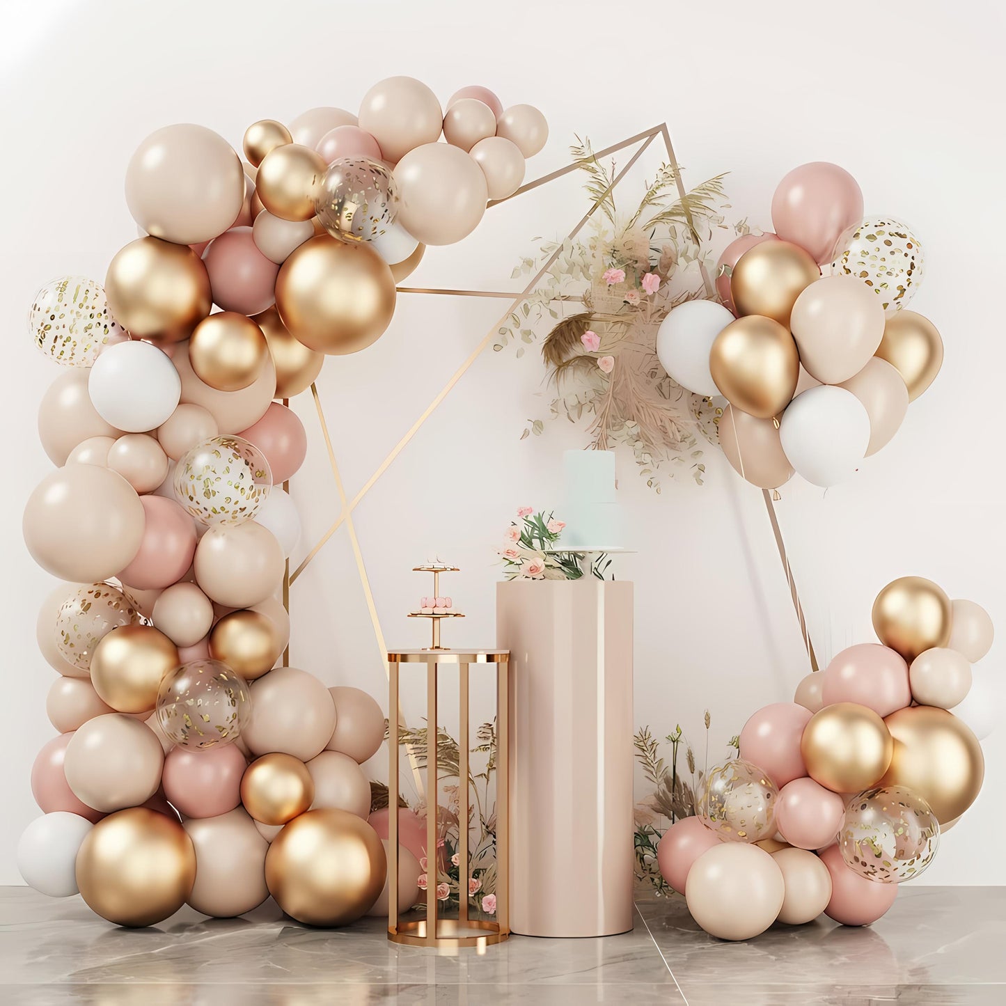 103 PCS Blush Nude Gold Balloon Garland Kit, Elegant Arch for Baby Shower, Bridal Shower, Birthday Party Backdrop Decor, Bachelorette Party