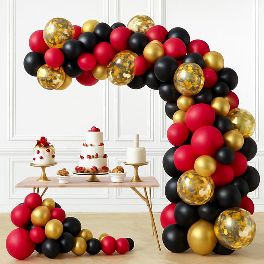 Red Black Gold Balloon Garland Kit - 105Pcs Birthday Baby Shower Party Decorations, Assorted Color Balloon Garland, Colorful Birthday Party