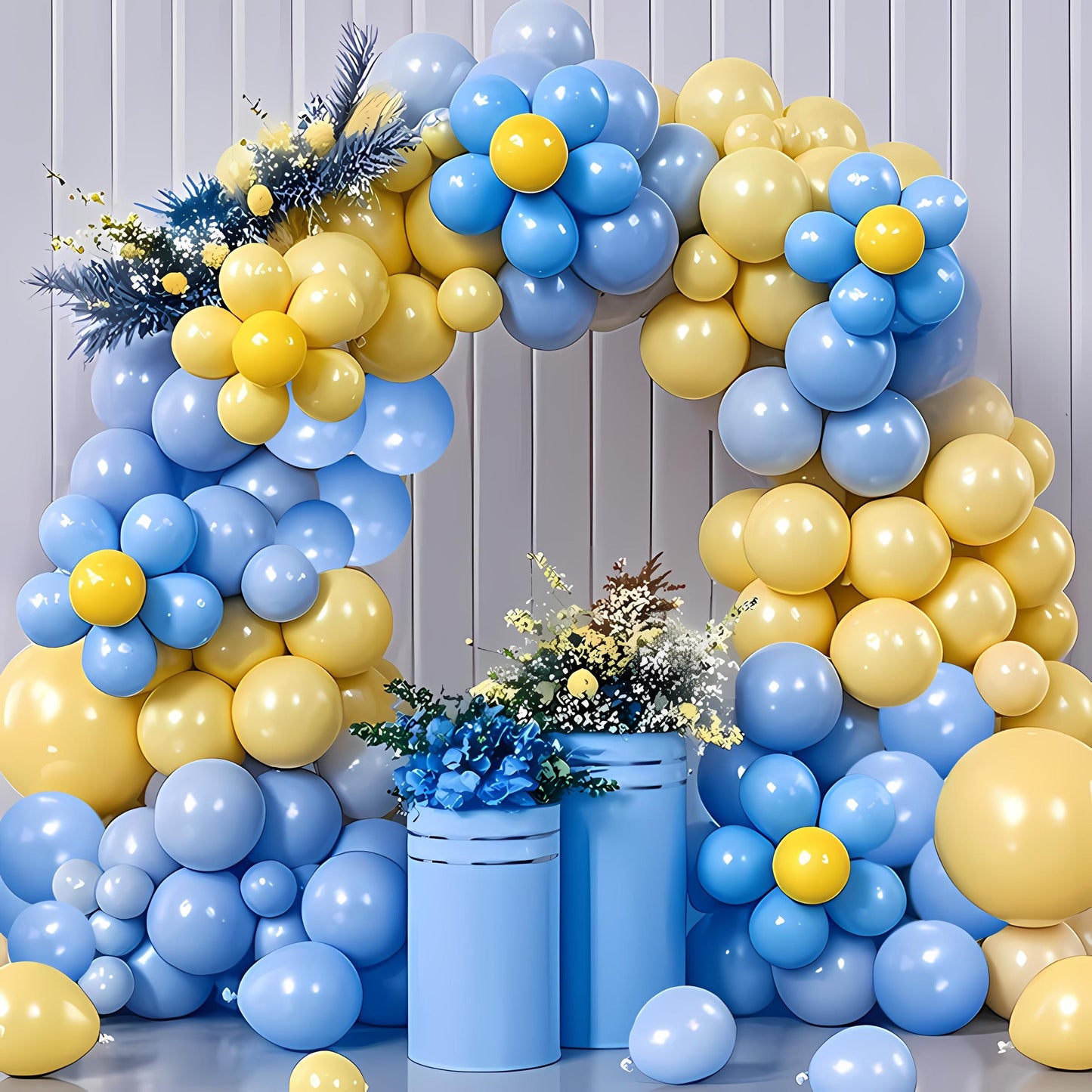 Birthday Backdrop Arch, Boy Party Decorations, Blue Yellow Balloon Garland Kit for Baby Shower, Birthday Balloon, Wedding Decor