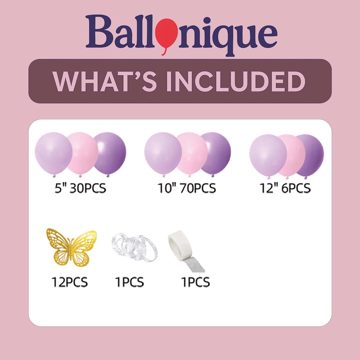 Balloon Garland Kit for Girls Birthday, Baby Shower, Butterfly Party Decorations, Pink Purple Butterfly Floral Arch Balloon Backdrop