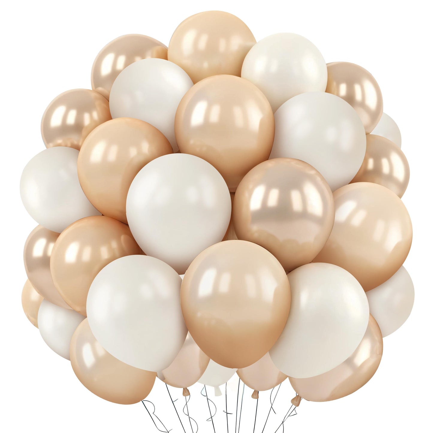 Beige Gold Cream Balloon Set – 50pcs Neutral Latex Balloons for Birthday, Baby Shower, Wedding, Boho Party Backdrop Decor